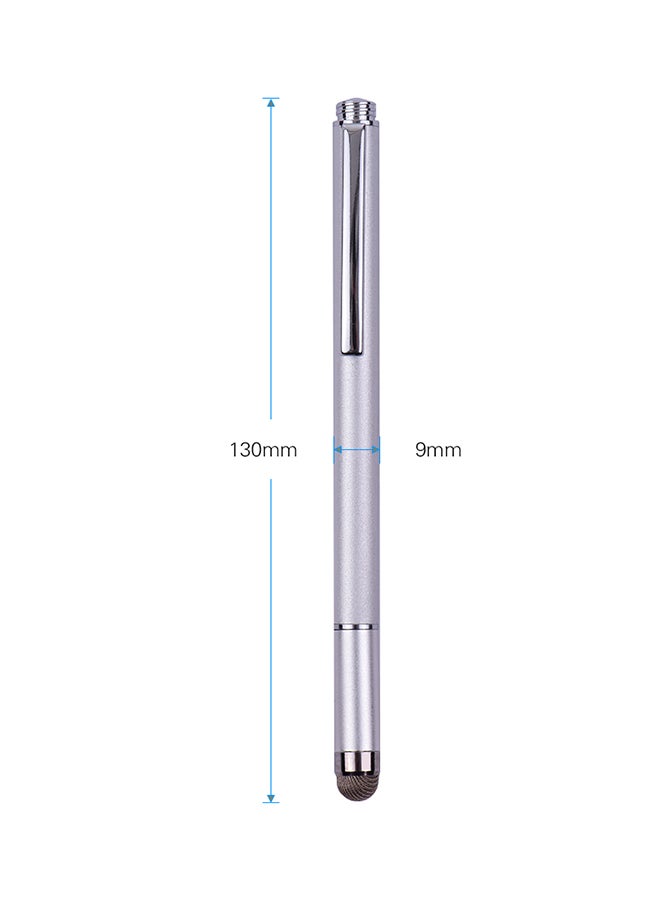 2 In 1 Touchscreen Stylus Touchscreen Pens With Fiber Tip And Disc Tip Silver - Image 2
